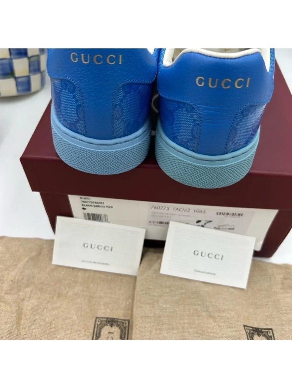 Men’s Gucci, ace Crystal canvas low top sneaker size 7 fits 8US made in Italy